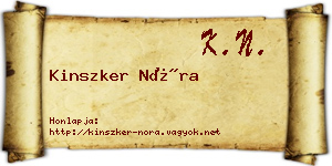Kinszker Nóra névjegykártya
